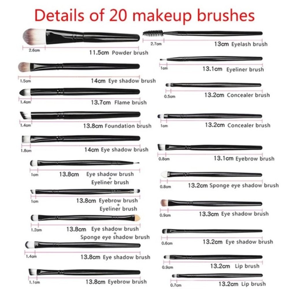 New 20pcs Professional Makeup Brush Set Black - Picture 3 of 3